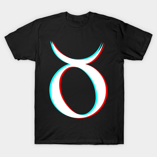 Taurus Star Sign White 3D Effect T-Shirt by bumblefuzzies